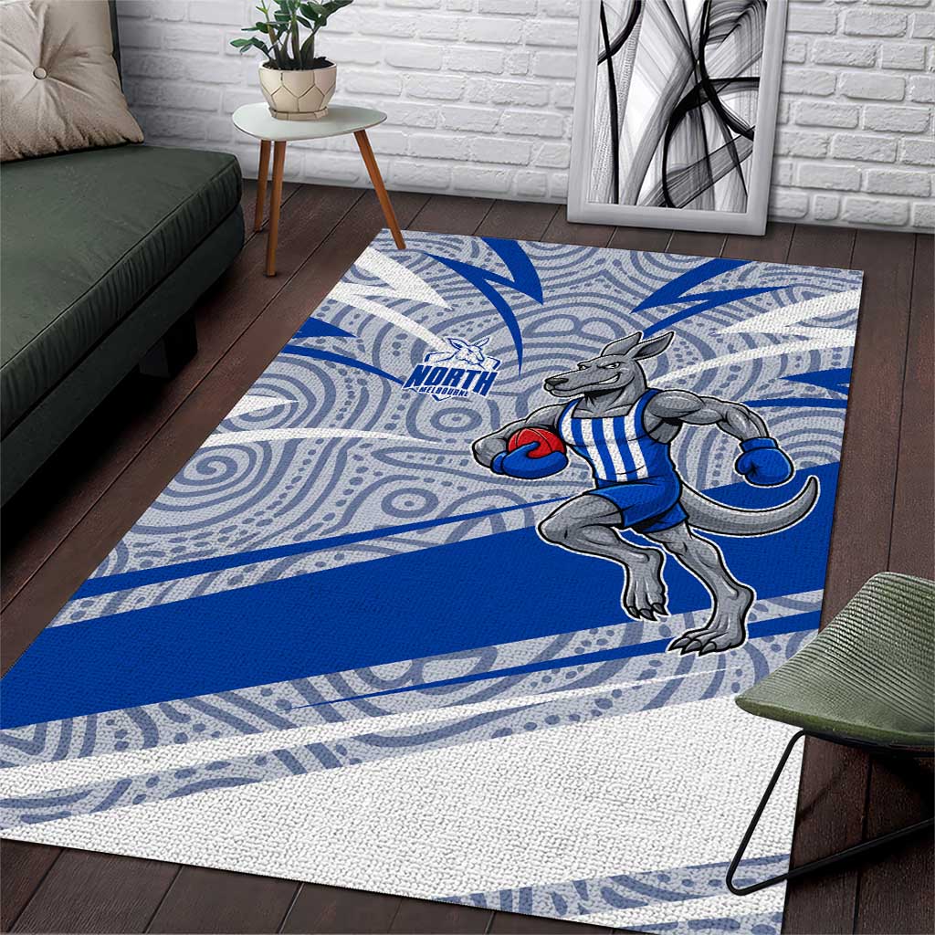 North Melbourne Kangaroos Australian Football Area Rug Kangaroo Mascot Design With Indigenous Pattern Art