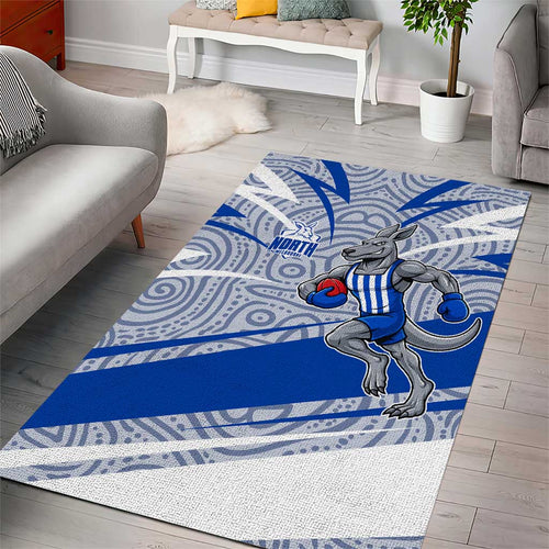 North Melbourne Kangaroos Australian Football Area Rug Kangaroo Mascot Design With Indigenous Pattern Art