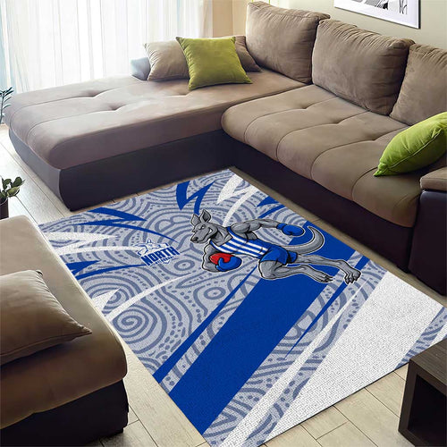 North Melbourne Kangaroos Australian Football Area Rug Kangaroo Mascot Design With Indigenous Pattern Art