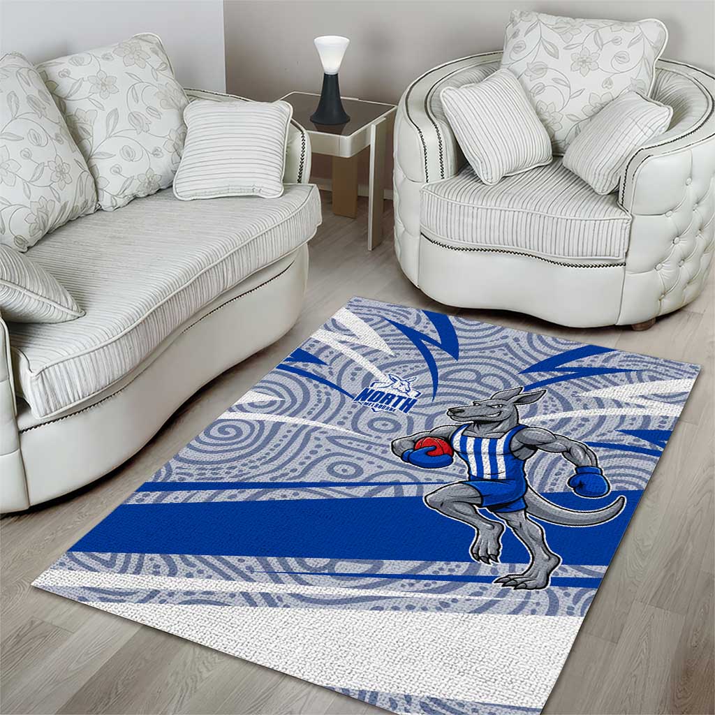 North Melbourne Kangaroos Australian Football Area Rug Kangaroo Mascot Design With Indigenous Pattern Art