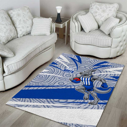 North Melbourne Kangaroos Australian Football Area Rug Kangaroo Mascot Design With Indigenous Pattern Art