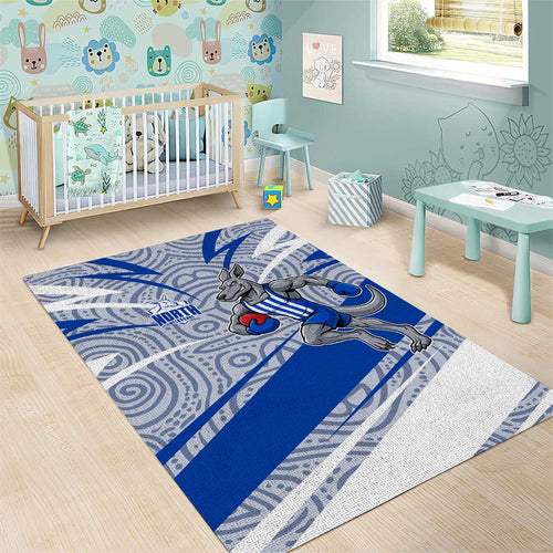 North Melbourne Kangaroos Australian Football Area Rug Kangaroo Mascot Design With Indigenous Pattern Art
