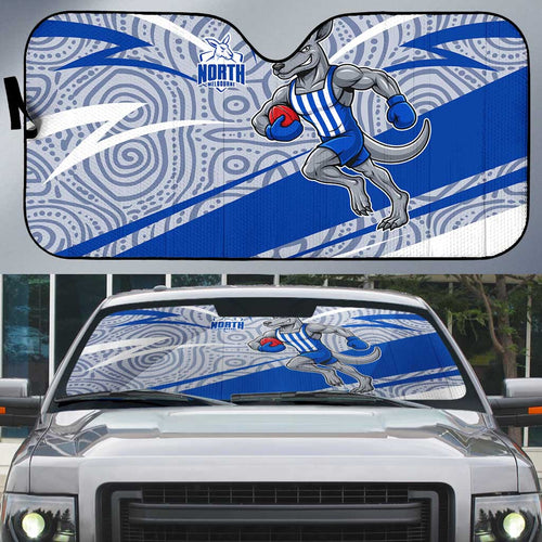 North Melbourne Kangaroos Australian Football Auto Sun Shade Kangaroo Mascot Design With Indigenous Pattern Art