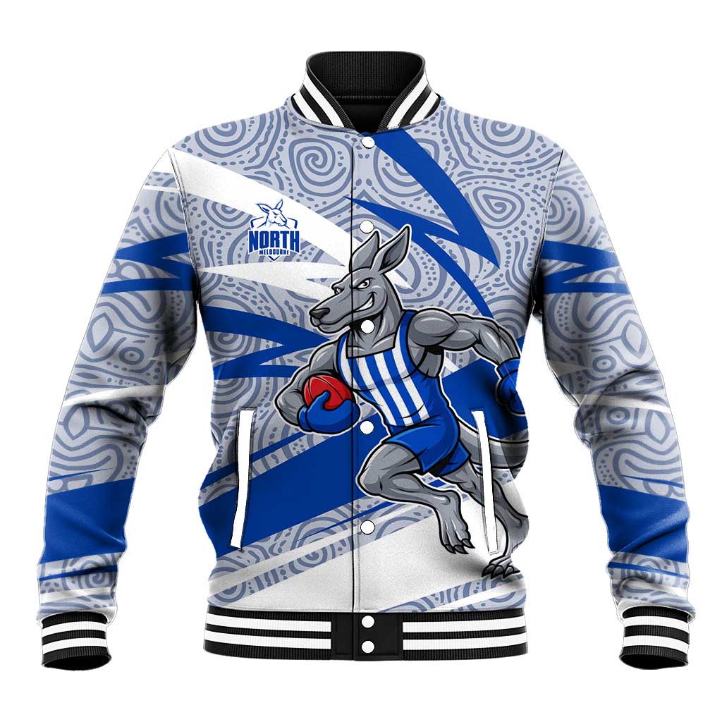 North Melbourne Kangaroos Australian Football Baseball Jacket Kangaroo Mascot Design With Indigenous Pattern Art