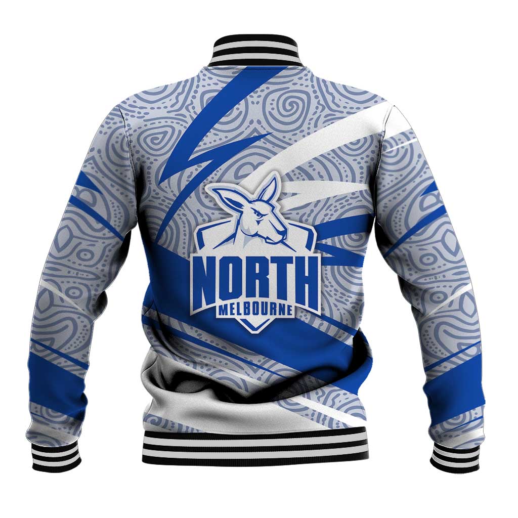 North Melbourne Kangaroos Australian Football Baseball Jacket Kangaroo Mascot Design With Indigenous Pattern Art