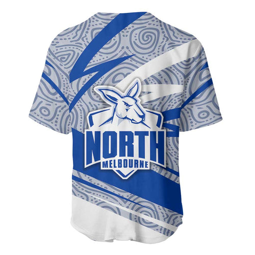 North Melbourne Kangaroos Australian Football Baseball Jersey Kangaroo Mascot Design With Indigenous Pattern Art