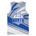 North Melbourne Kangaroos Australian Football Basketball Jersey Kangaroo Mascot Design With Indigenous Pattern Art