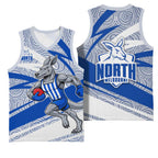 North Melbourne Kangaroos Australian Football Basketball Jersey Kangaroo Mascot Design With Indigenous Pattern Art