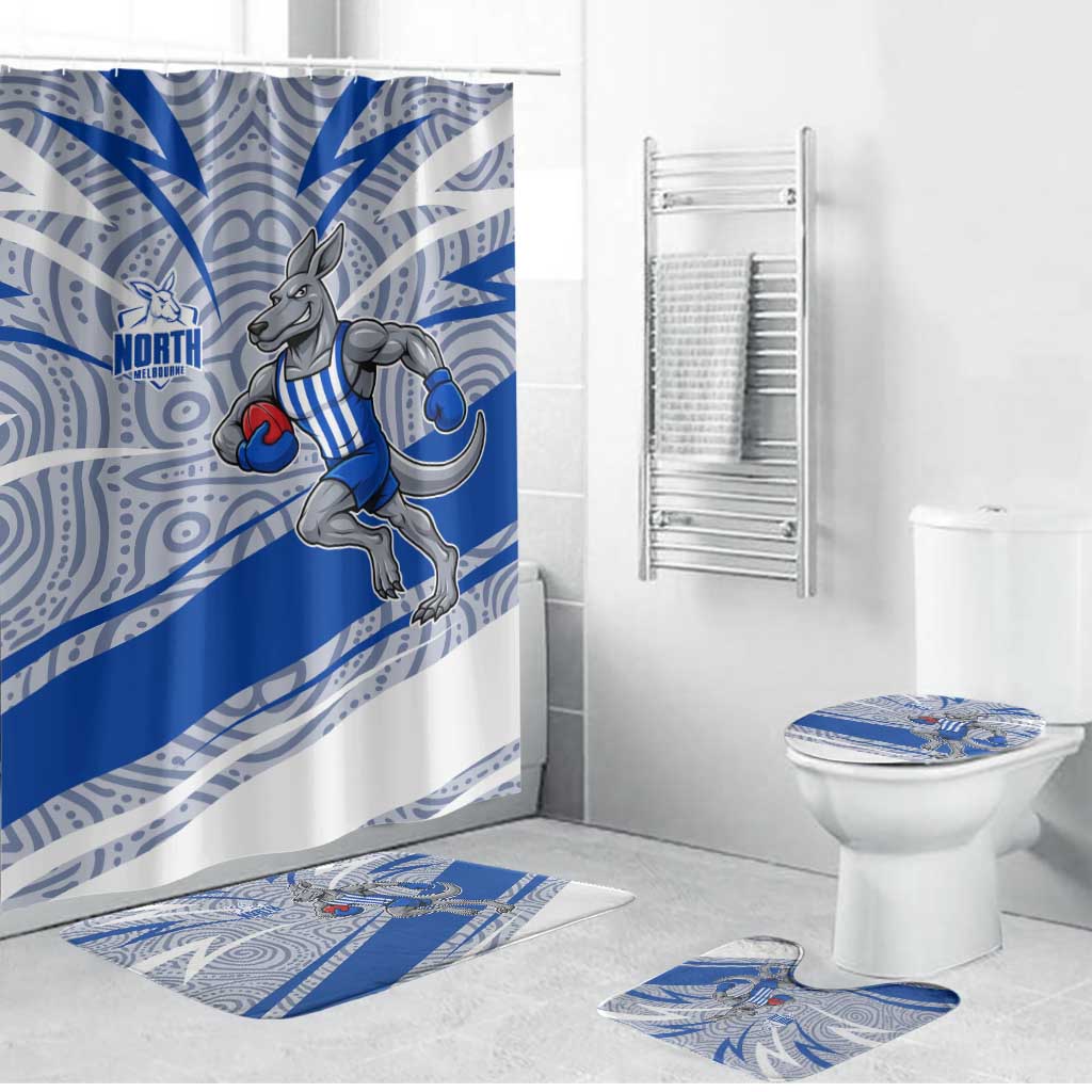 North Melbourne Kangaroos Australian Football Bathroom Set Kangaroo Mascot Design With Indigenous Pattern Art