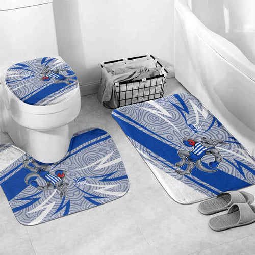 North Melbourne Kangaroos Australian Football Bathroom Set Kangaroo Mascot Design With Indigenous Pattern Art