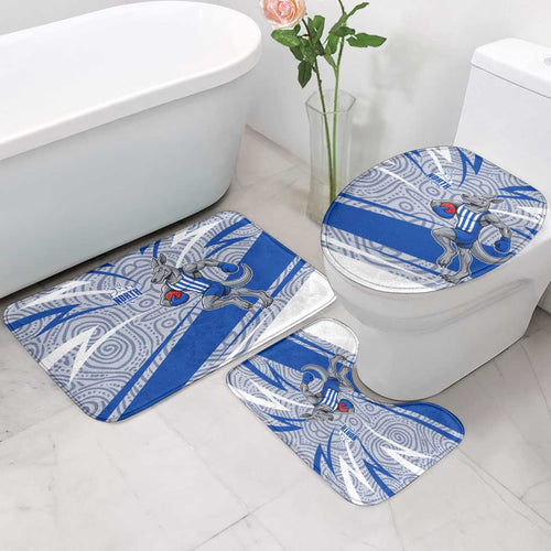 North Melbourne Kangaroos Australian Football Bathroom Set Kangaroo Mascot Design With Indigenous Pattern Art