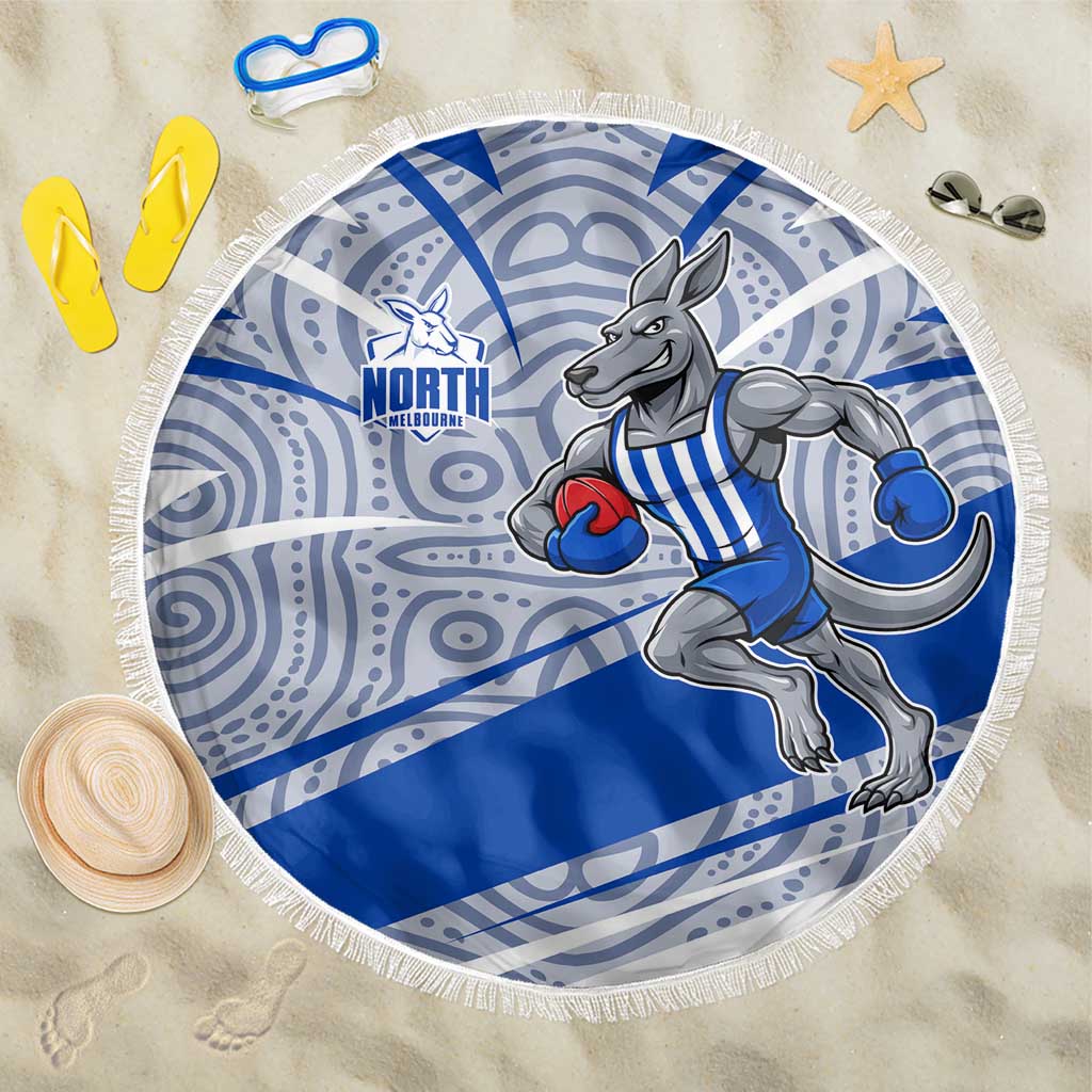 North Melbourne Kangaroos Australian Football Beach Blanket Kangaroo Mascot Design With Indigenous Pattern Art