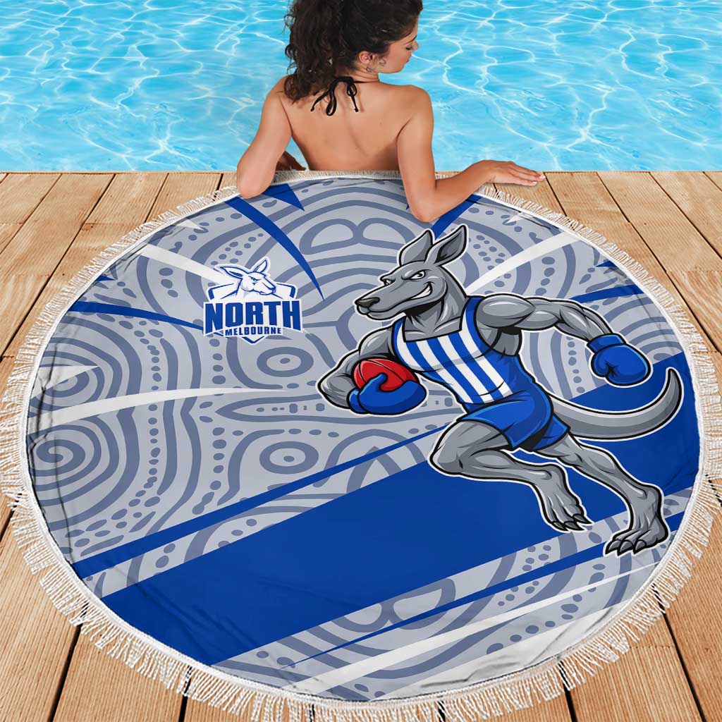 North Melbourne Kangaroos Australian Football Beach Blanket Kangaroo Mascot Design With Indigenous Pattern Art