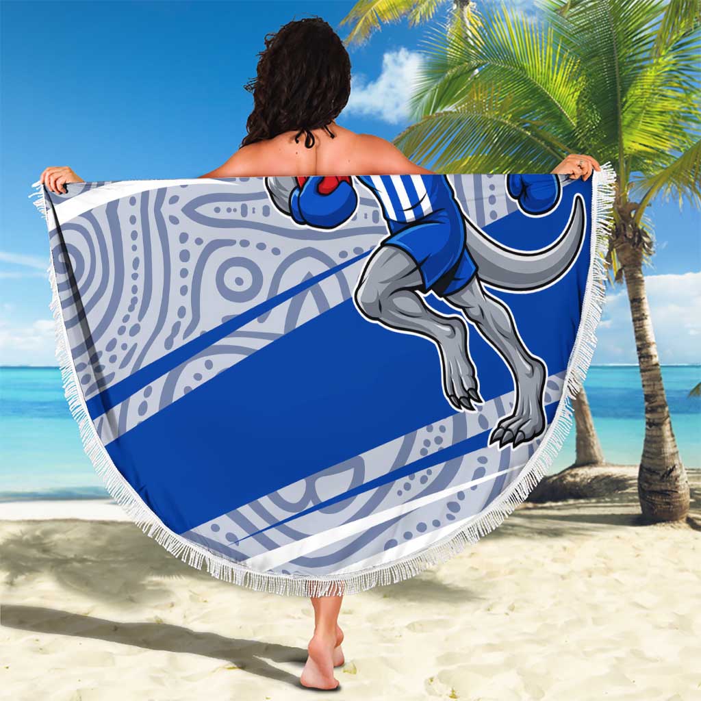 North Melbourne Kangaroos Australian Football Beach Blanket Kangaroo Mascot Design With Indigenous Pattern Art