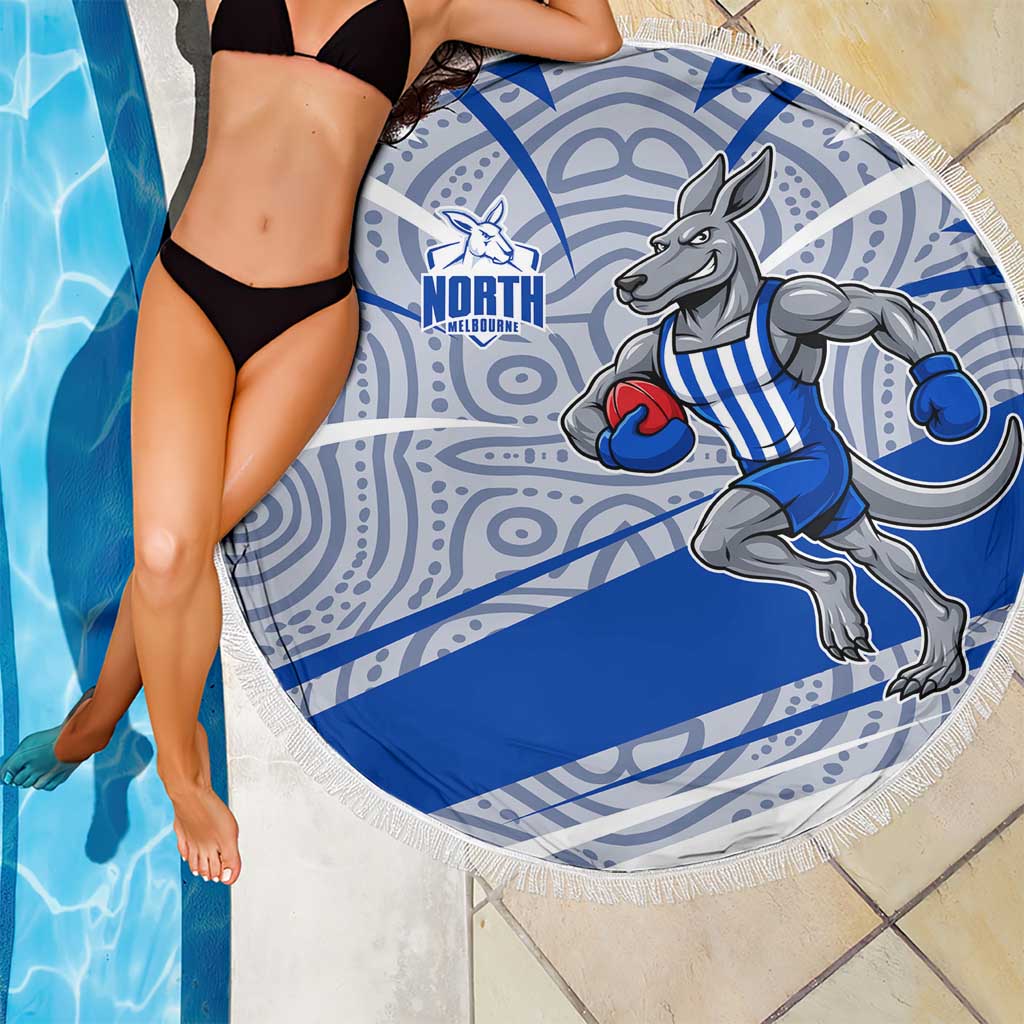 North Melbourne Kangaroos Australian Football Beach Blanket Kangaroo Mascot Design With Indigenous Pattern Art