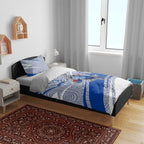 North Melbourne Kangaroos Australian Football Bedding Set Kangaroo Mascot Design With Indigenous Pattern Art