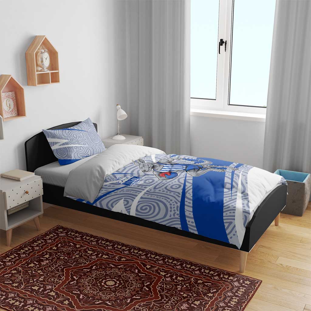 North Melbourne Kangaroos Australian Football Bedding Set Kangaroo Mascot Design With Indigenous Pattern Art
