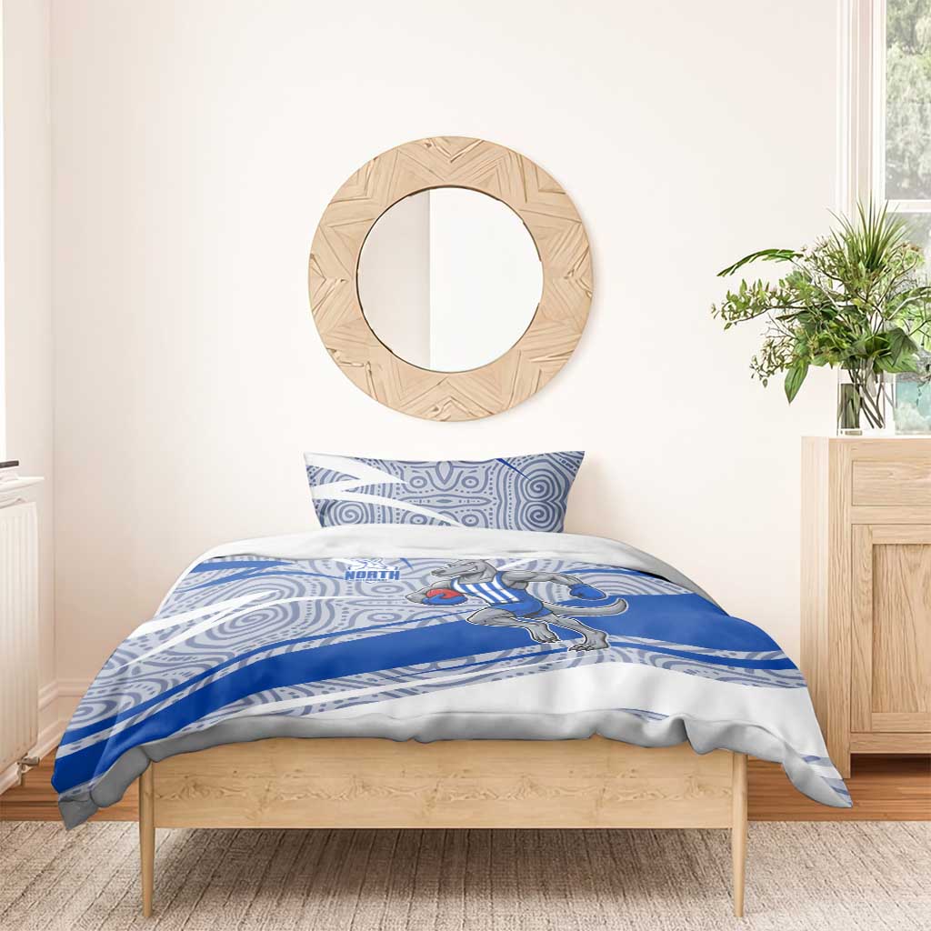 North Melbourne Kangaroos Australian Football Bedding Set Kangaroo Mascot Design With Indigenous Pattern Art