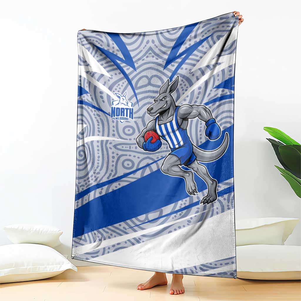 North Melbourne Kangaroos Australian Football Blanket Kangaroo Mascot Design With Indigenous Pattern Art