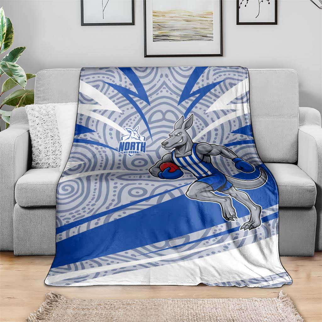 North Melbourne Kangaroos Australian Football Blanket Kangaroo Mascot Design With Indigenous Pattern Art