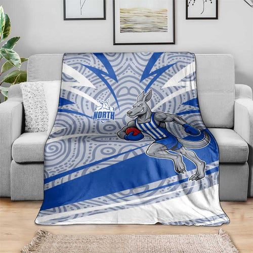North Melbourne Kangaroos Australian Football Blanket Kangaroo Mascot Design With Indigenous Pattern Art