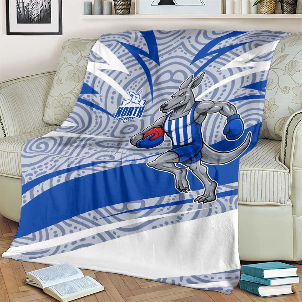 North Melbourne Kangaroos Australian Football Blanket Kangaroo Mascot Design With Indigenous Pattern Art