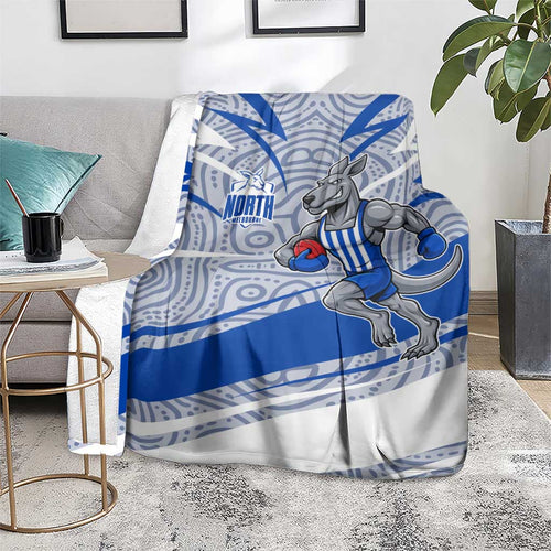 North Melbourne Kangaroos Australian Football Blanket Kangaroo Mascot Design With Indigenous Pattern Art