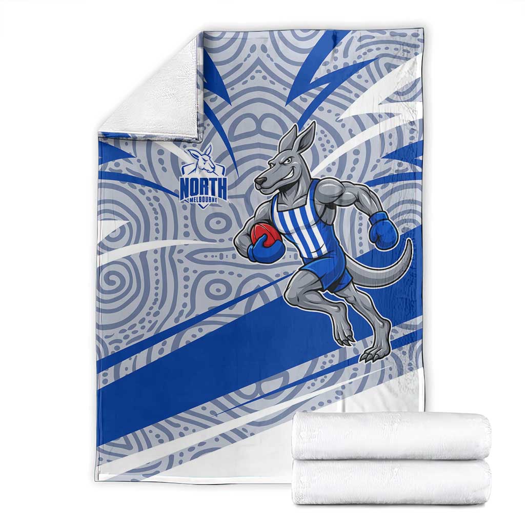 North Melbourne Kangaroos Australian Football Blanket Kangaroo Mascot Design With Indigenous Pattern Art