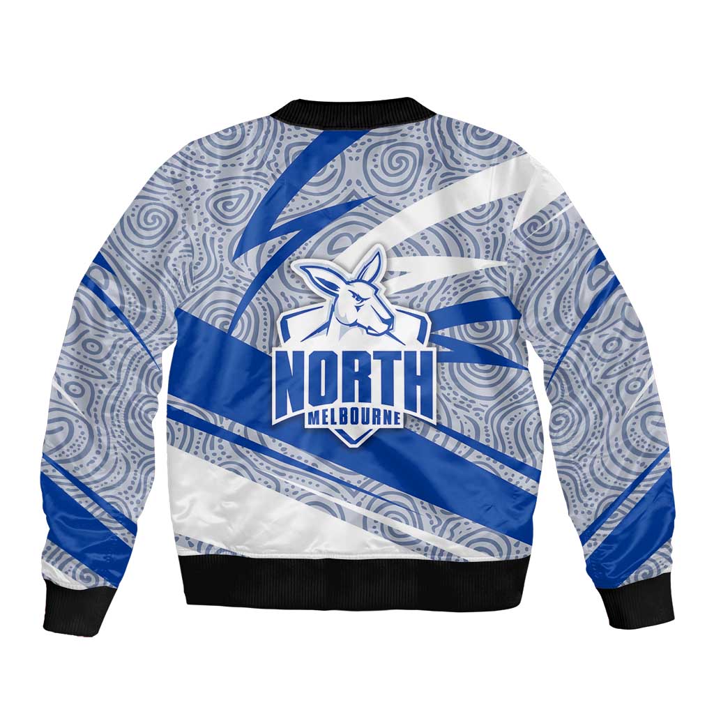 North Melbourne Kangaroos Australian Football Bomber Jacket Kangaroo Mascot Design With Indigenous Pattern Art