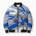 North Melbourne Kangaroos Australian Football Bomber Puffer Jacket Kangaroo Mascot Design With Indigenous Pattern Art