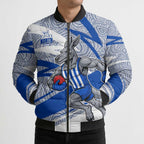 North Melbourne Kangaroos Australian Football Bomber Puffer Jacket Kangaroo Mascot Design With Indigenous Pattern Art