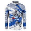 North Melbourne Kangaroos Australian Football Button Sweatshirt Kangaroo Mascot Design With Indigenous Pattern Art