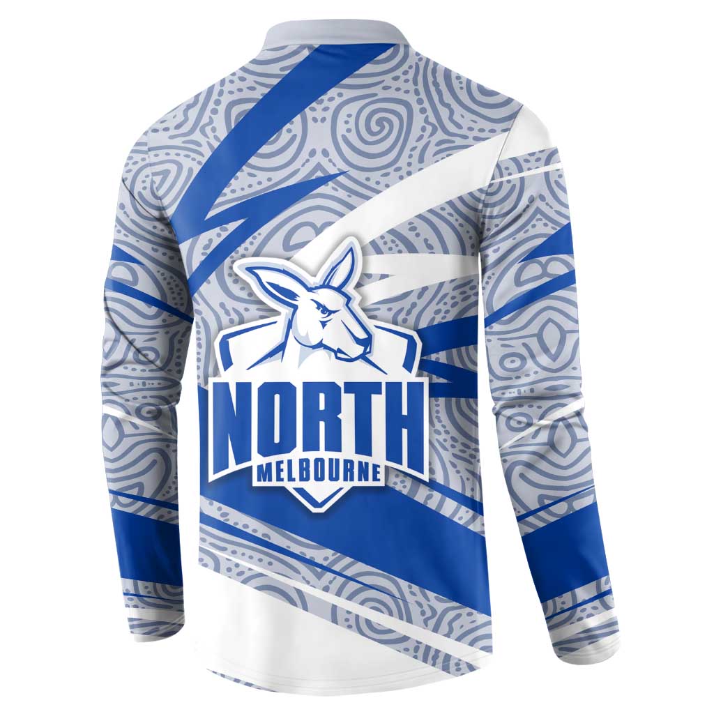 North Melbourne Kangaroos Australian Football Button Sweatshirt Kangaroo Mascot Design With Indigenous Pattern Art