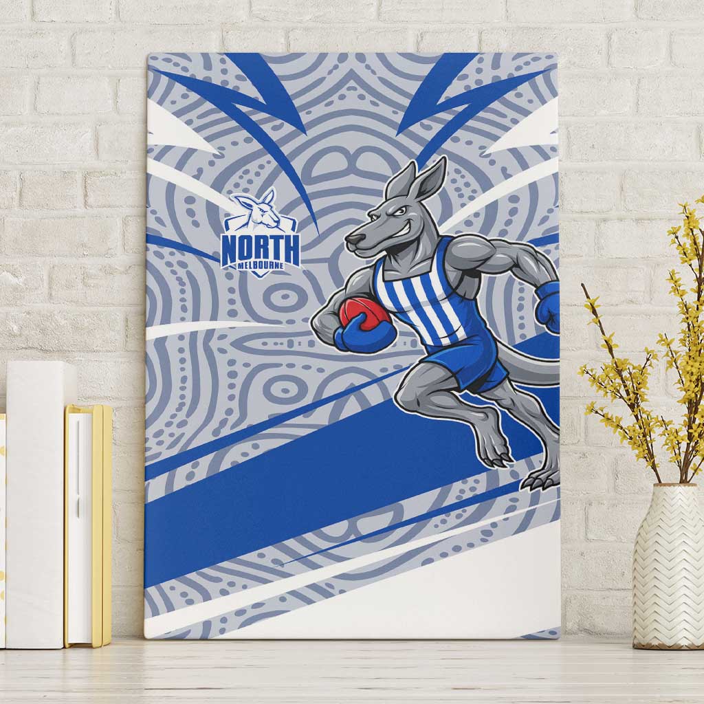 North Melbourne Kangaroos Australian Football Canvas Wall Art Kangaroo Mascot Design With Indigenous Pattern Art
