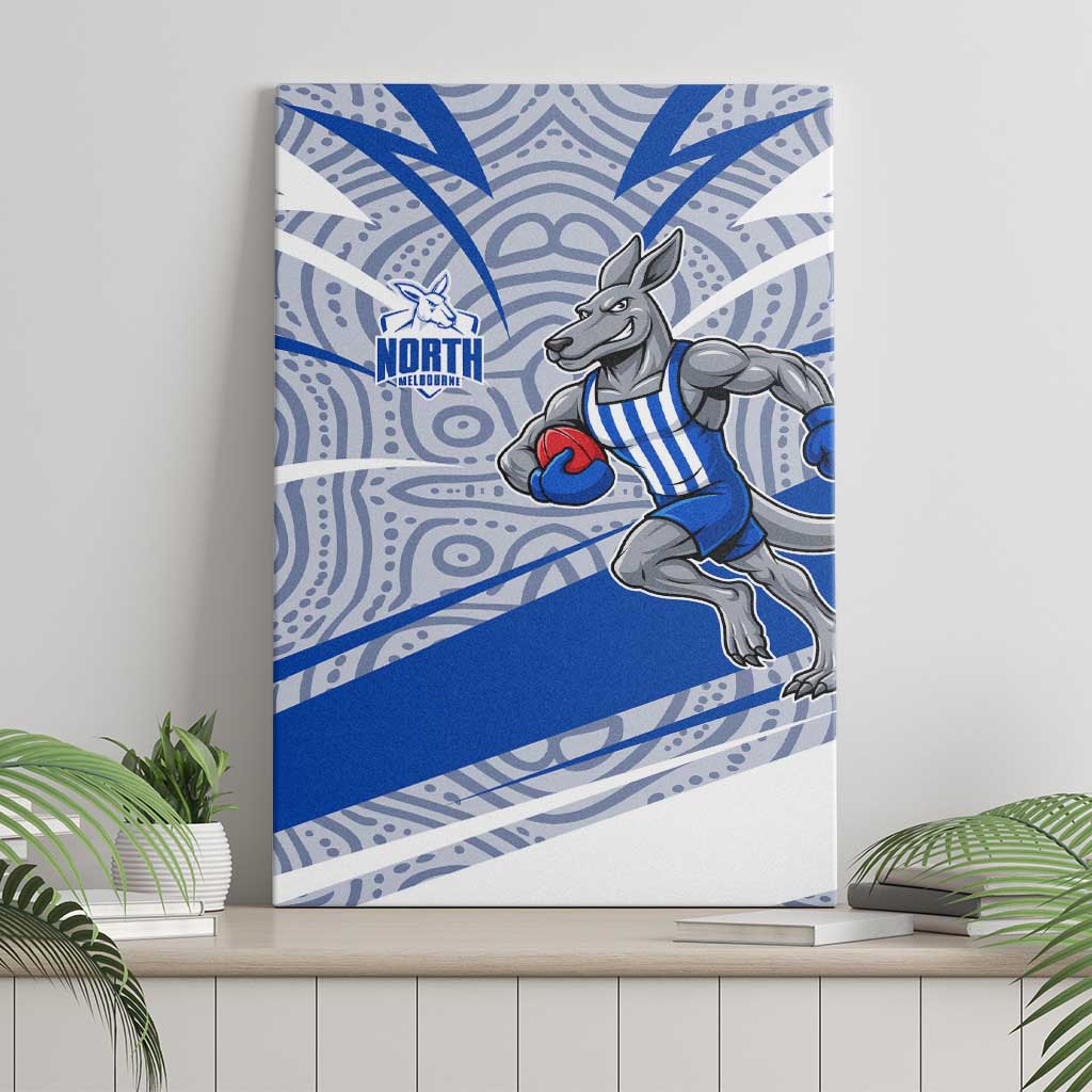 North Melbourne Kangaroos Australian Football Canvas Wall Art Kangaroo Mascot Design With Indigenous Pattern Art