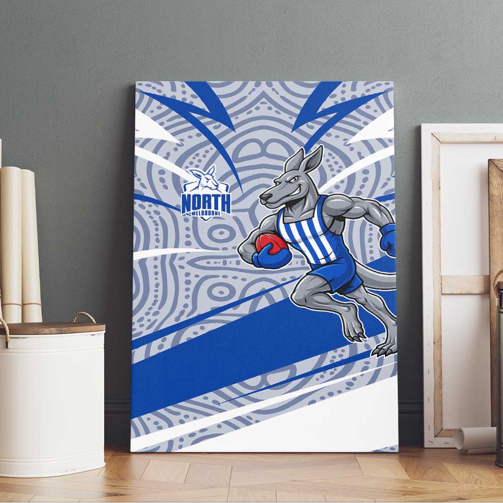 North Melbourne Kangaroos Australian Football Canvas Wall Art Kangaroo Mascot Design With Indigenous Pattern Art