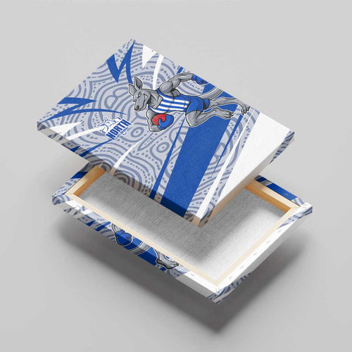 North Melbourne Kangaroos Australian Football Canvas Wall Art Kangaroo Mascot Design With Indigenous Pattern Art