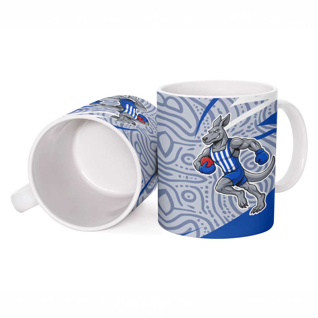 North Melbourne Kangaroos Australian Football Ceramic Mug Kangaroo Mascot Design With Indigenous Pattern Art