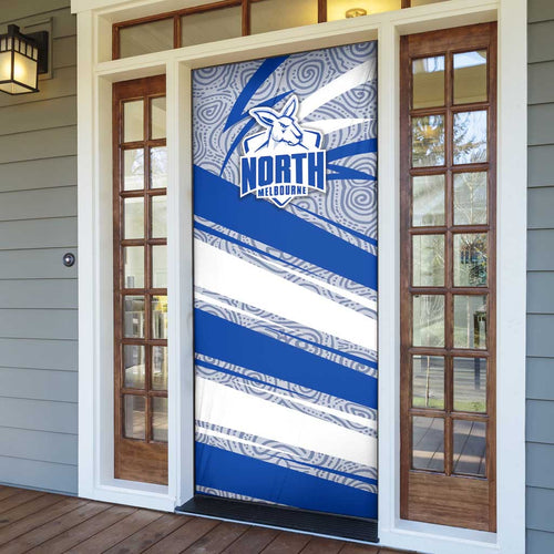 North Melbourne Kangaroos Australian Football Door Cover Kangaroo Mascot Design With Indigenous Pattern Art