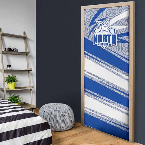North Melbourne Kangaroos Australian Football Door Cover Kangaroo Mascot Design With Indigenous Pattern Art