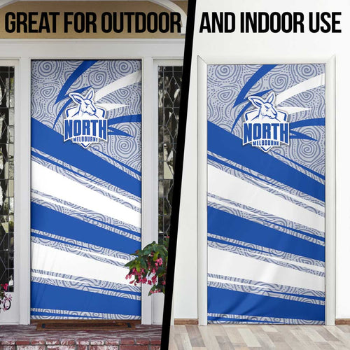 North Melbourne Kangaroos Australian Football Door Cover Kangaroo Mascot Design With Indigenous Pattern Art