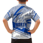 North Melbourne Kangaroos Australian Football Family Matching Long Sleeve Bodycon Dress and Hawaiian Shirt Kangaroo Mascot Design With Indigenous Pattern Art