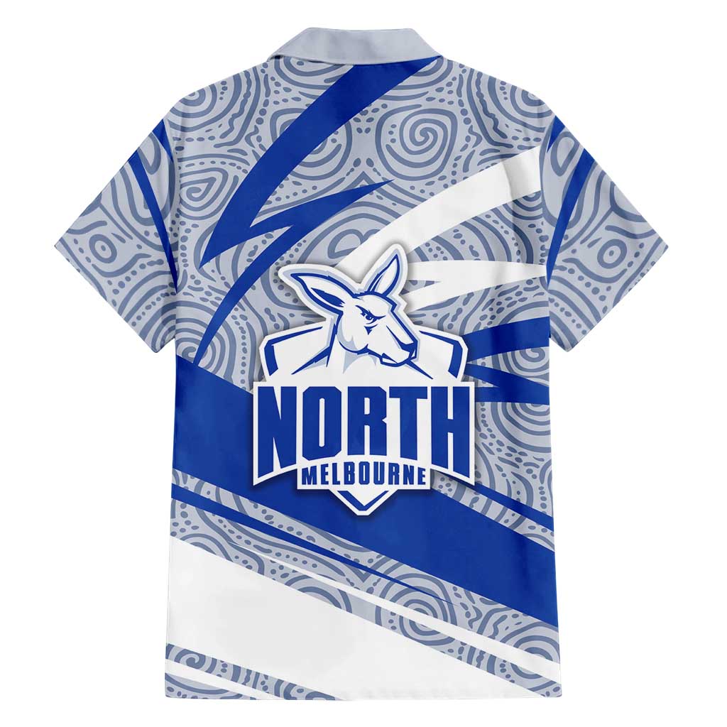 North Melbourne Kangaroos Australian Football Family Matching Long Sleeve Bodycon Dress and Hawaiian Shirt Kangaroo Mascot Design With Indigenous Pattern Art
