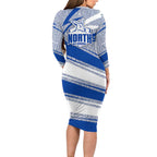 North Melbourne Kangaroos Australian Football Family Matching Long Sleeve Bodycon Dress and Hawaiian Shirt Kangaroo Mascot Design With Indigenous Pattern Art