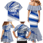 North Melbourne Kangaroos Australian Football Family Matching Mermaid Dress and Hawaiian Shirt Kangaroo Mascot Design With Indigenous Pattern Art