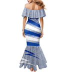 North Melbourne Kangaroos Australian Football Family Matching Mermaid Dress and Hawaiian Shirt Kangaroo Mascot Design With Indigenous Pattern Art