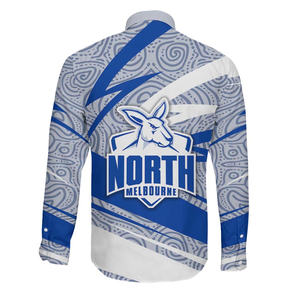 North Melbourne Kangaroos Australian Football Family Matching Off Shoulder Short Dress and Hawaiian Shirt Kangaroo Mascot Design With Indigenous Pattern Art