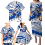 North Melbourne Kangaroos Australian Football Family Matching Puletasi and Hawaiian Shirt Kangaroo Mascot Design With Indigenous Pattern Art