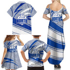 North Melbourne Kangaroos Australian Football Family Matching Summer Maxi Dress and Hawaiian Shirt Kangaroo Mascot Design With Indigenous Pattern Art