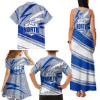 North Melbourne Kangaroos Australian Football Family Matching Tank Maxi Dress and Hawaiian Shirt Kangaroo Mascot Design With Indigenous Pattern Art